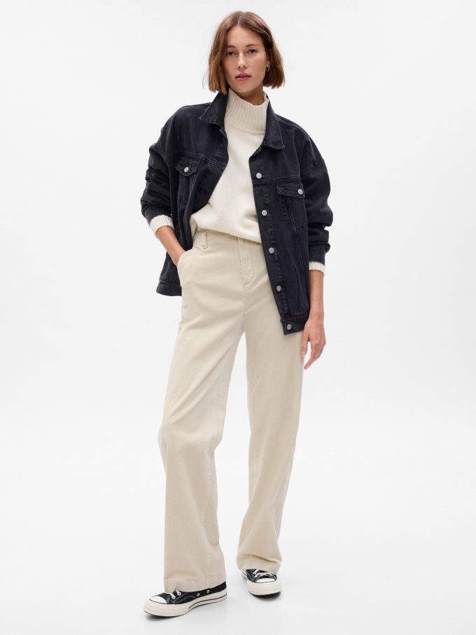 Mid Rise Loose Corduroy Byxor