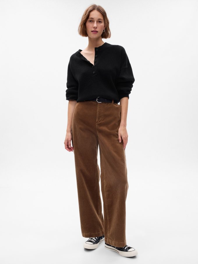Mid Rise Loose Corduroy Byxor