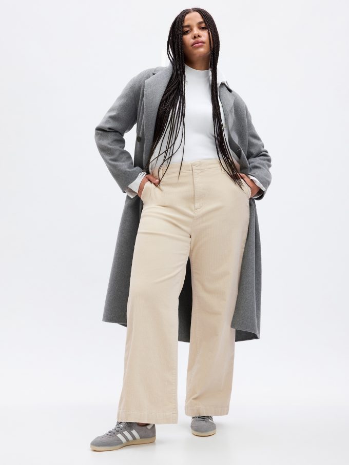 Mid Rise Loose Corduroy Byxor