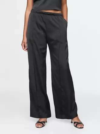 Mid Rise Recycled Satin Seamed Byxor