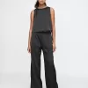 Mid Rise Recycled Satin Seamed Byxor