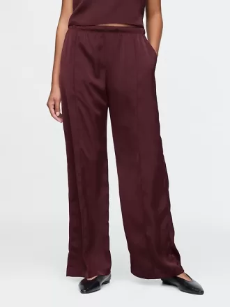 Mid Rise Recycled Satin Seamed Byxor