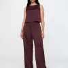 Mid Rise Recycled Satin Seamed Byxor