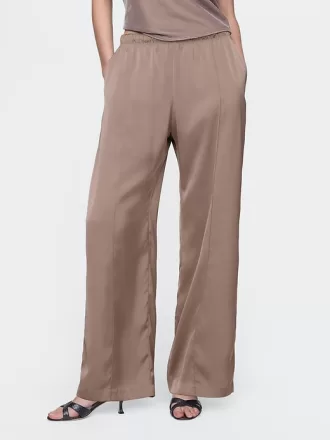Mid Rise Recycled Satin Seamed Byxor