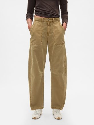 Mid Rise Twill Barrel Byxor