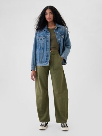 Mid Rise Twill Barrel Byxor