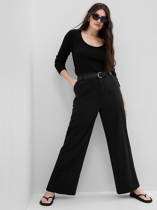 Mid Rise Twill Wide-Leg Khakis Mid Rise Twill Wide-Leg Khakis