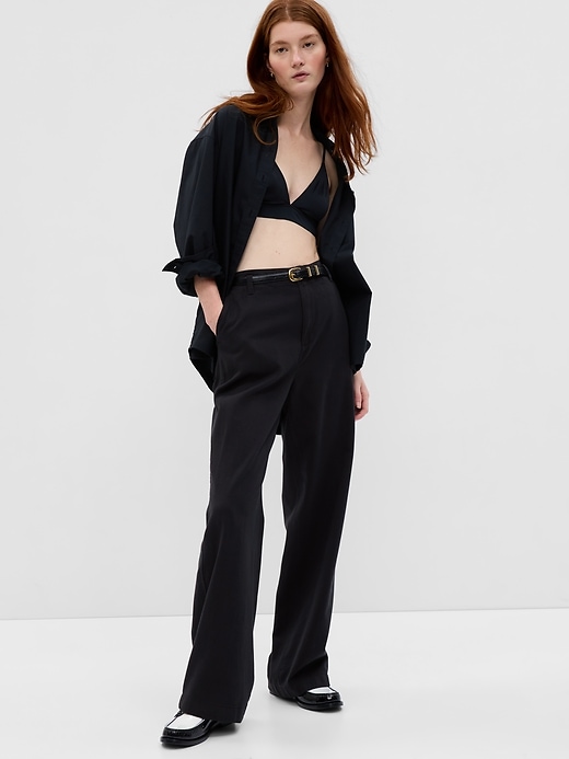 Mid Rise Twill Wide-Leg Khakis Mid Rise Twill Wide-Leg Khakis
