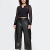 Mid Rise Vegan Leather Barrel Pants Mid Rise Vegan Leather Barrel Pants