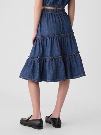 Midikjol i denim i skikt för barn