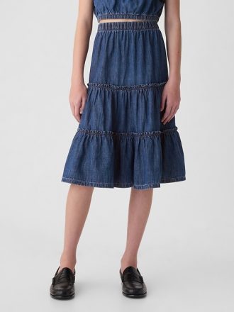 Midikjol i denim i skikt för barn