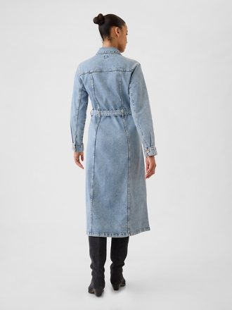 Midiklänning i denim med bälte
