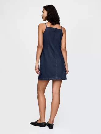 Miniklänning i denim med fyrkantig hals