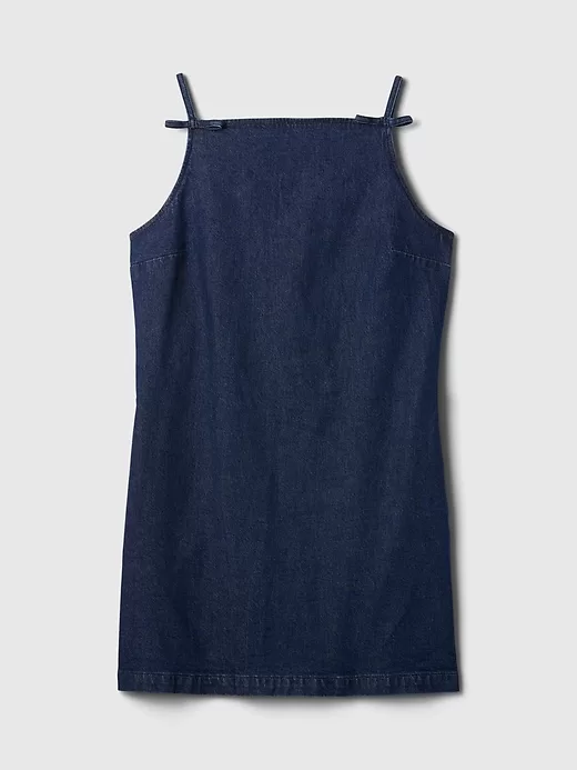 Miniklänning i denim med fyrkantig hals Miniklänning i denim med fyrkantig hals