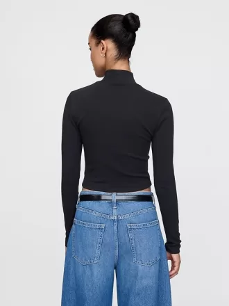 Modern Cropped Mockneck-skjorta