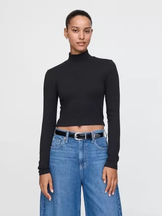 Modern Cropped Mockneck-skjorta