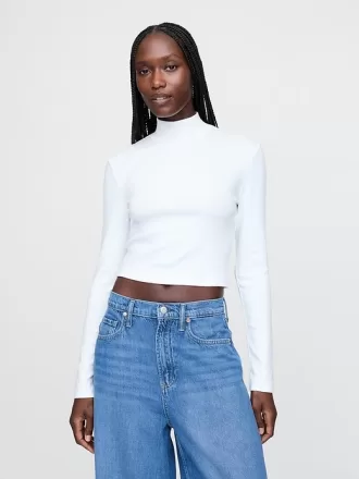 Modern Cropped Mockneck-skjorta