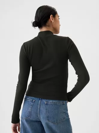 Modern Rib Cropped Mockneck skjorta