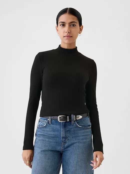 Modern Rib Cropped Mockneck skjorta Modern Rib Cropped Mockneck skjorta