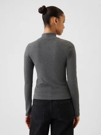 Modern Rib Cropped Mockneck skjorta