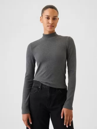 Modern Rib Cropped Mockneck skjorta