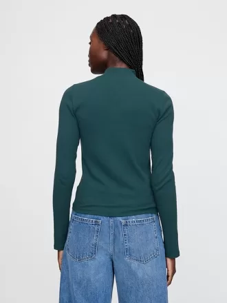 Modern Rib Cropped Mockneck skjorta