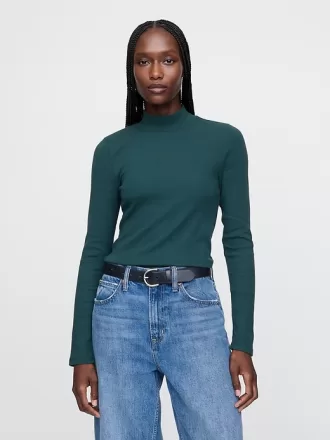 Modern Rib Cropped Mockneck skjorta