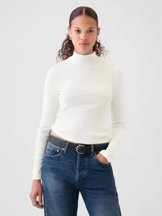 Modern Rib Cropped Mockneck skjorta