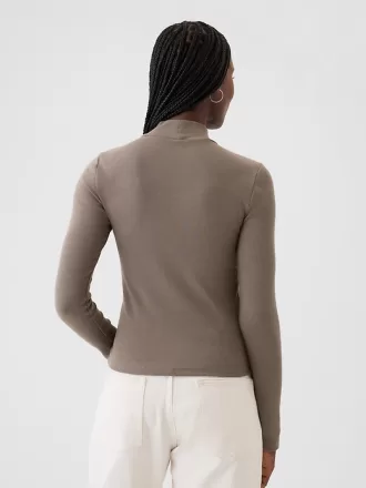 Modern Rib Cropped Mockneck skjorta