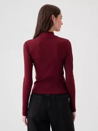 Modern Rib Cropped Mockneck skjorta