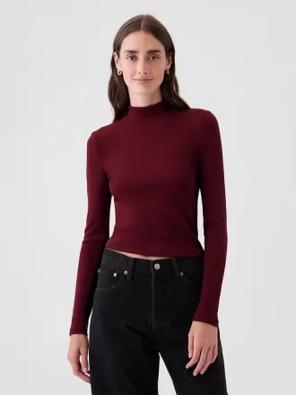 Modern Rib Cropped Mockneck skjorta