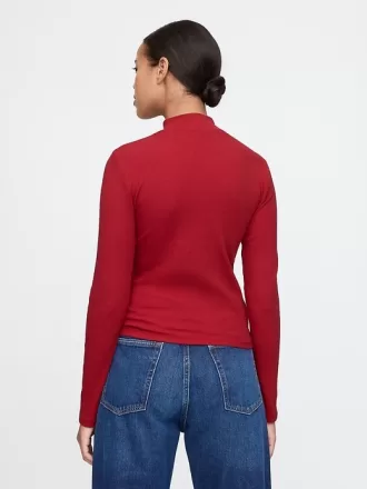 Modern Rib Cropped Mockneck skjorta