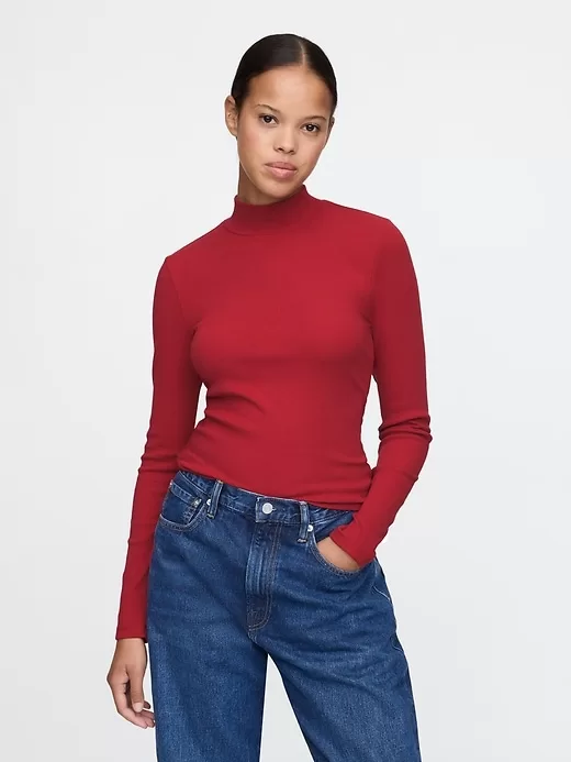 Modern Rib Cropped Mockneck skjorta Modern Rib Cropped Mockneck skjorta