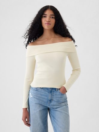 Modern Rib Off-Soulder Cropped Top