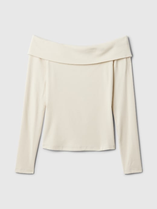 Modern Rib Off-Soulder Cropped Top Modern Rib Off-Soulder Cropped Top
