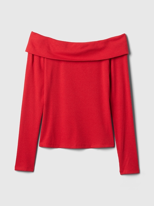 Modern Rib Off-Soulder Cropped Top Modern Rib Off-Soulder Cropped Top