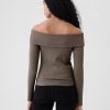 Modern Rib Off-Soulder Cropped Top Modern Rib Off-Soulder Cropped Top