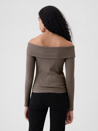 Modern Rib Off-Soulder Cropped Top