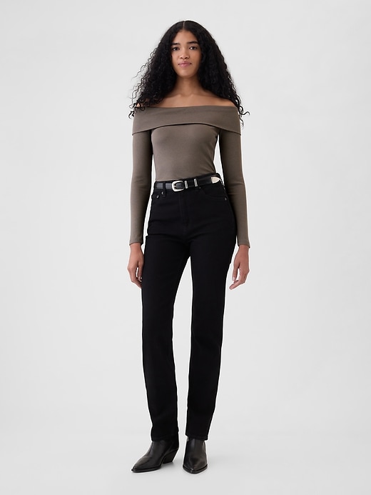 Modern Rib Off-Soulder Cropped Top Modern Rib Off-Soulder Cropped Top