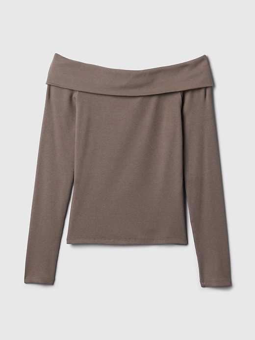 Modern Rib Off-Soulder Cropped Top Modern Rib Off-Soulder Cropped Top