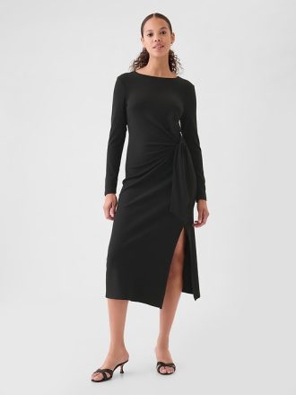 Modern Rib Tie-Knot midiklänning