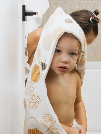 OneBerrie Hooded Large Kids Bath Bambu Handduk i bomull