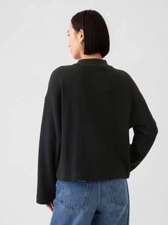 Oversized Mockneck Waffle T-shirt