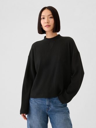 Oversized Mockneck Waffle T-shirt