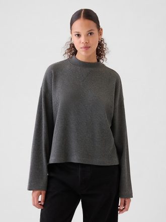 Oversized Mockneck Waffle T-shirt