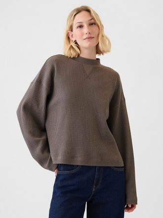 Oversized Mockneck Waffle T-shirt