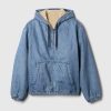 Oversized Sherpa-fodrad jeansjacka med dragkedja