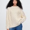 Oversized blandad kabelstickad tröja