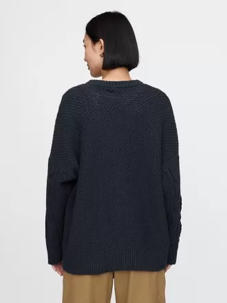 Oversized blandad kabelstickad tröja