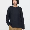 Oversized blandad kabelstickad tröja